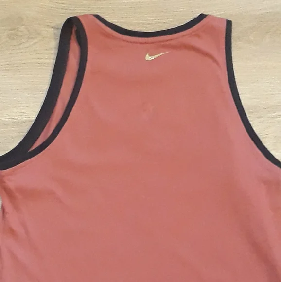 The Nike Tee Dri Fit Tank Top Red with Gold Glitter Swoop - Size Small - Picture 8 of 10